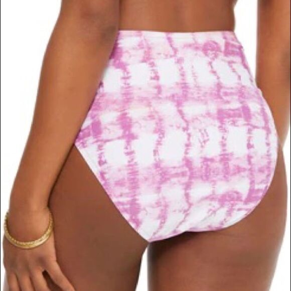Bar III Purple Fuchsia Summer Stripes High-Rise Bikini Swim Bottom Women XL NWT - Picture 2 of 7